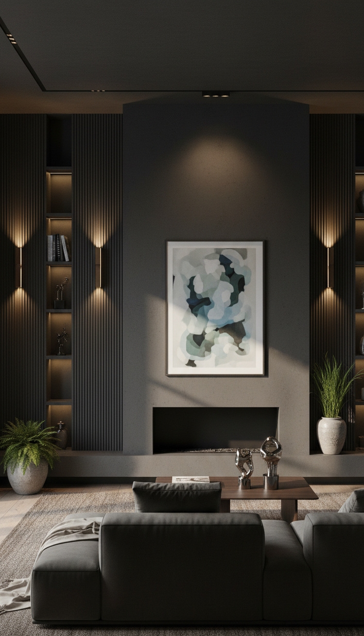 wall mounted lights living room - Sconces Cast Warm Glow on Dark Walls - These sconces cast a warm glow on the...