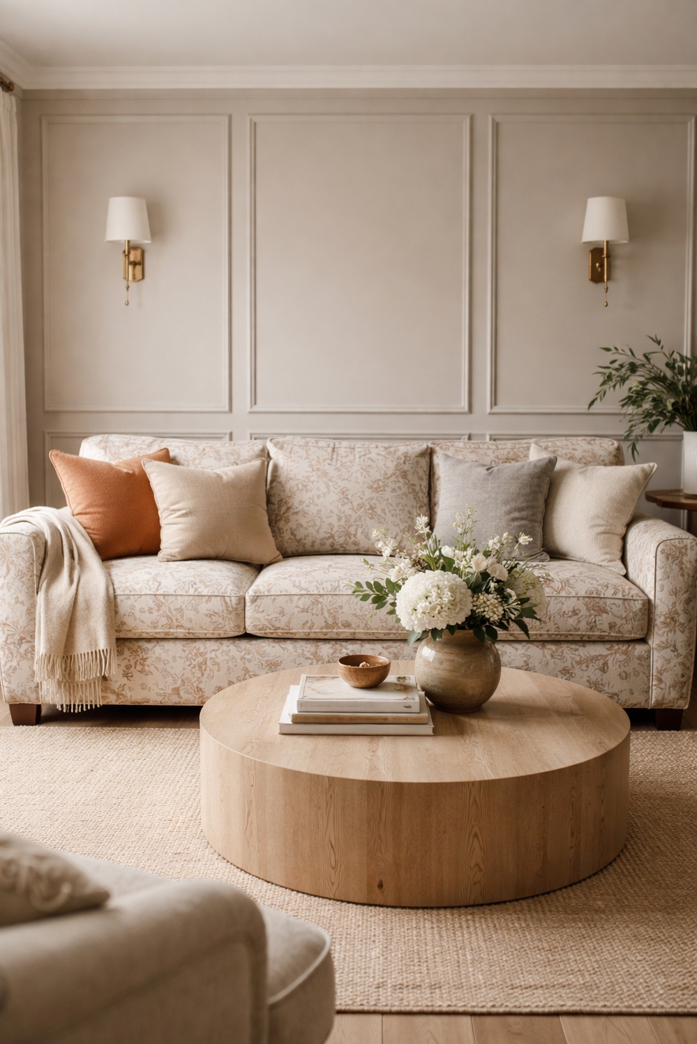 neutral wainscoting panels for living rooms - Create a Light, Greige Room Backdrop - These neutral wainscoting panels create a serene backdrop...