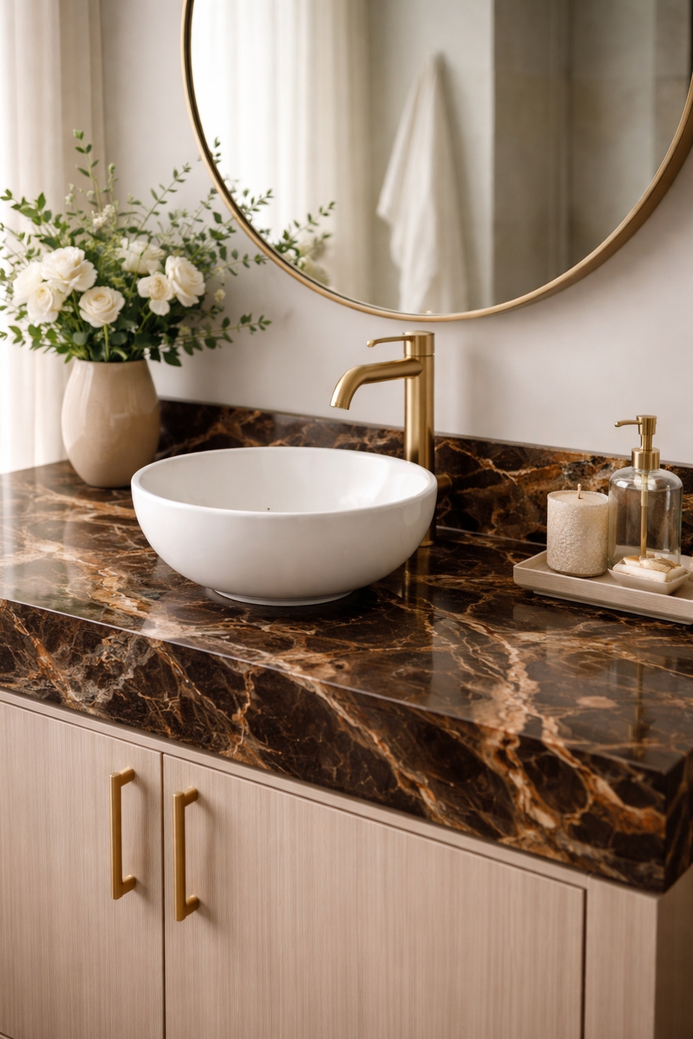 Bold Veined Kitchen Countertops - Countertops Make a Veined Statement - These bold veined kitchen countertops make a statement...