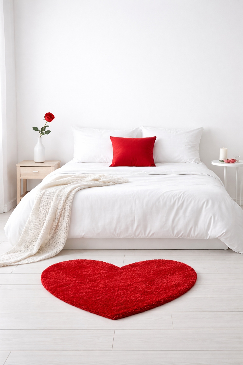 valentine's day bedroom decor ideas - Single Rose Stands Out in Bedroom - The single red rose stands out, doesn't it....