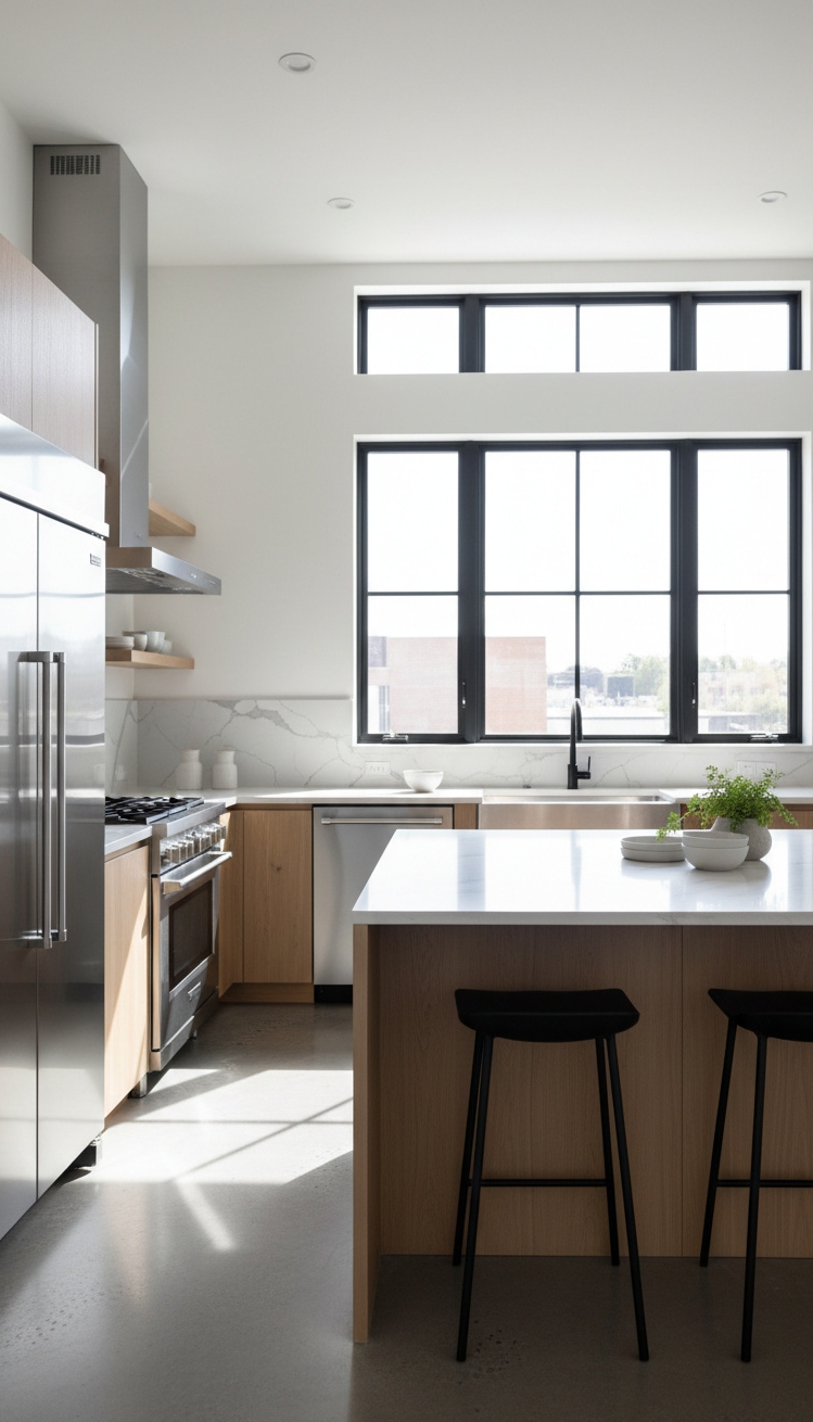 Black window trims - Black Window Trim: Light Walls - These black window trims really pop against the...