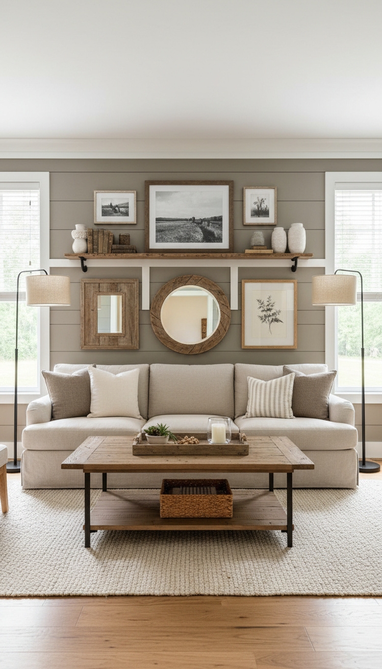 wall behind sofa design ideas - Board and Batten Wall Adds Texture - The board and batten wall adds texture and...