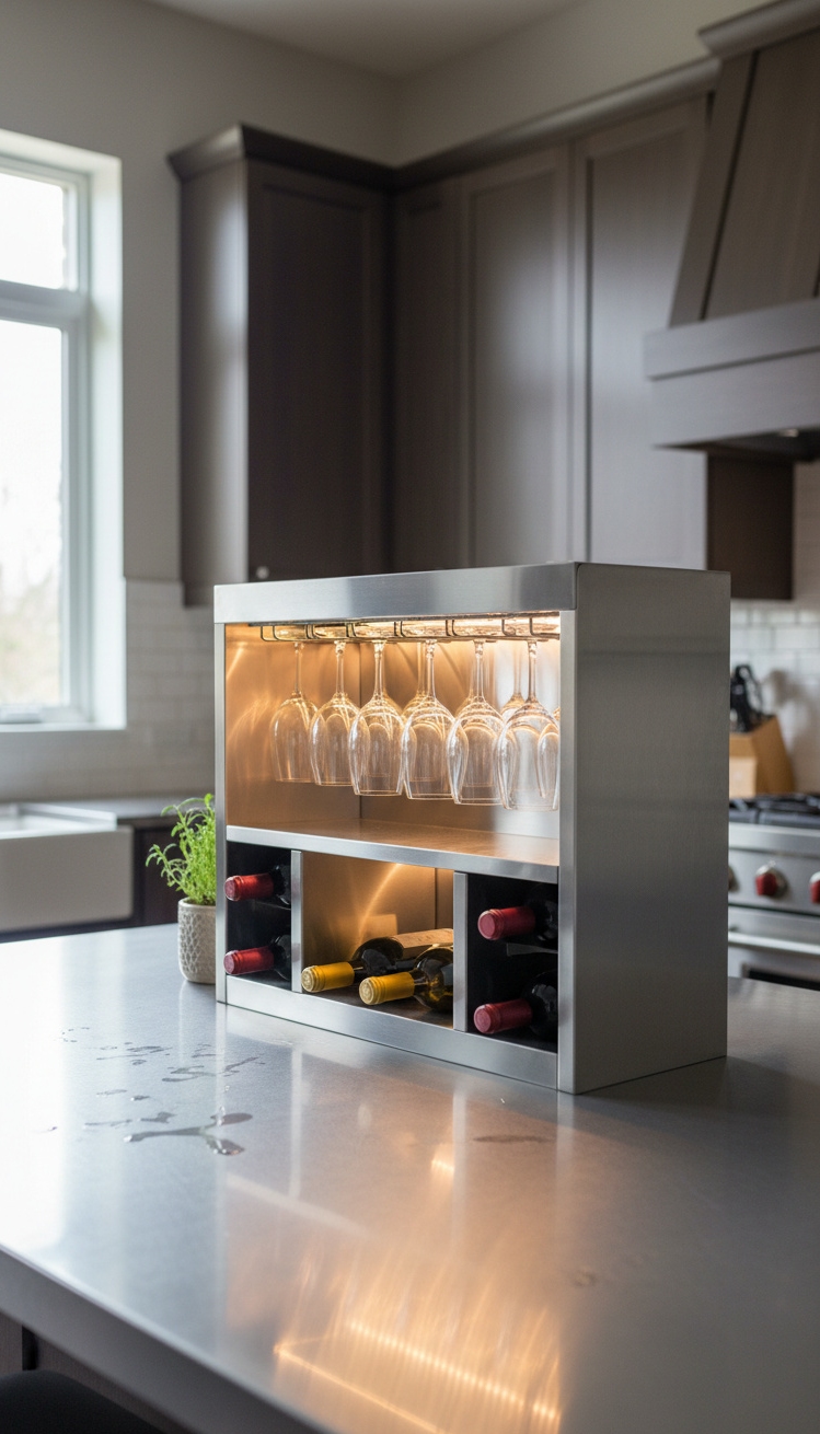 Countertop Hutch for kitchen storage - Stainless Steel Hutch: Modern Kitchen Statement - The stainless steel countertop hutch makes a statement...