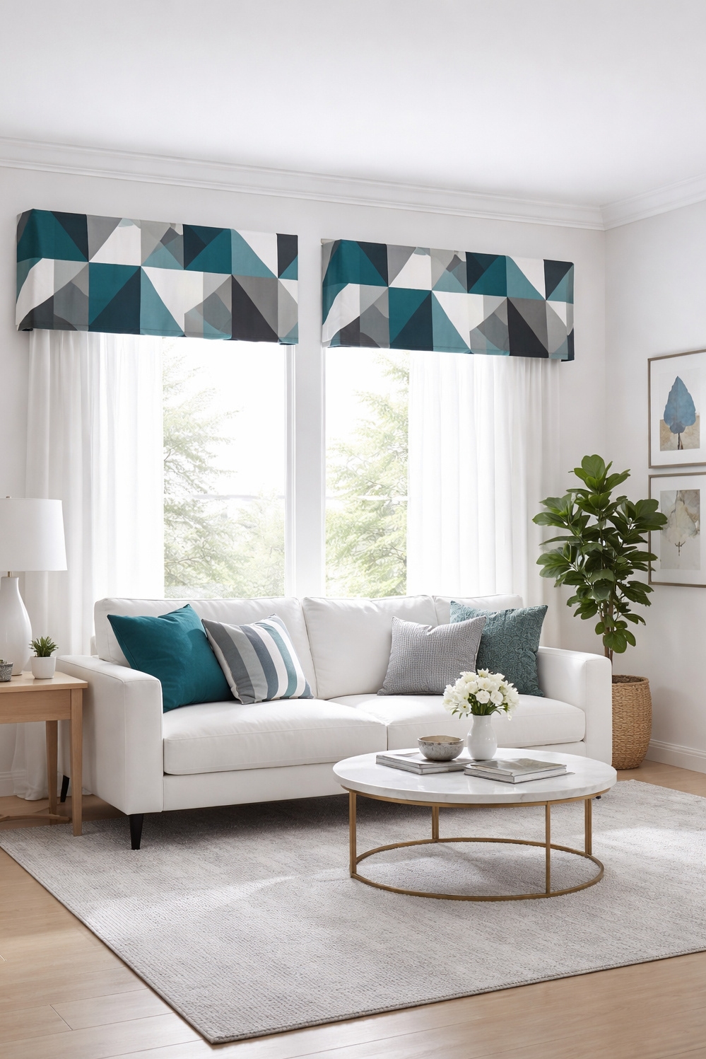 valances for living room - Geometric Valances: Really Grab Attention - These geometric valances really grab your attention. Teal...