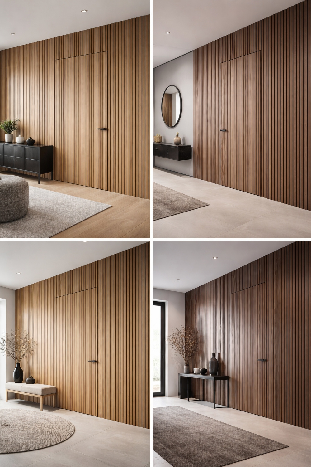 modern wood slat wall ideas - Cool Trick: Conceal a Door - These modern wood slat wall ideas present a...