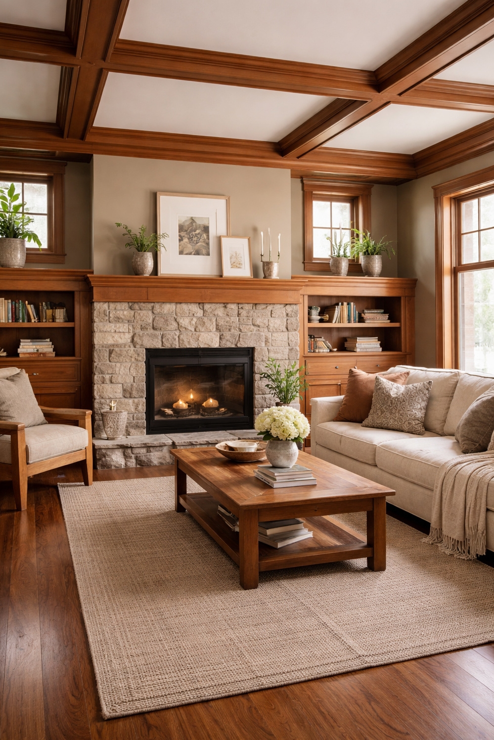 neutral wainscoting panels for living rooms - Earthy Paint Brings Quiet Elegance - These neutral wainscoting panels bring a quiet elegance...