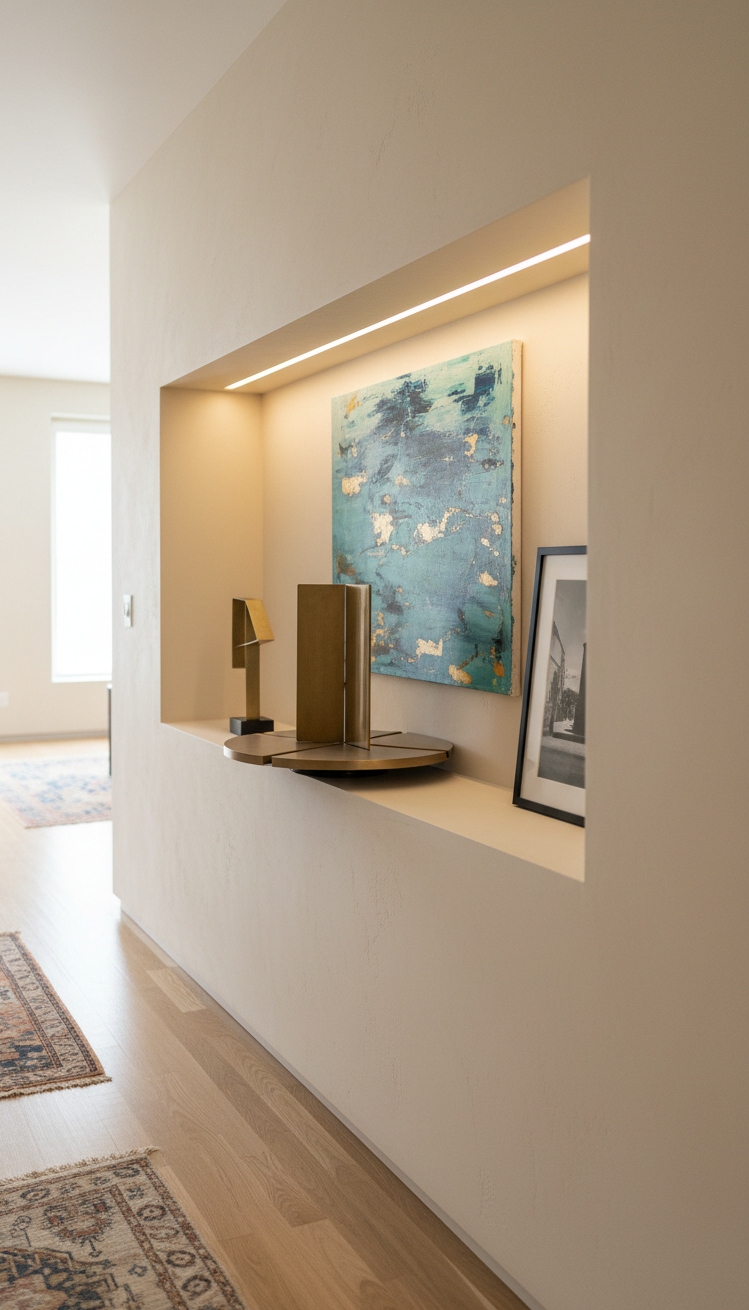 Recess wall niche design ideas - Recess Niches: Hallway Art Stars - The recess wall niche is the star. It...