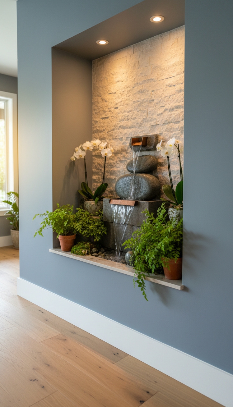 Recess wall niche design ideas - Recess Niche Creates Hallway Focal Point - The recess wall niche design creates a focal...