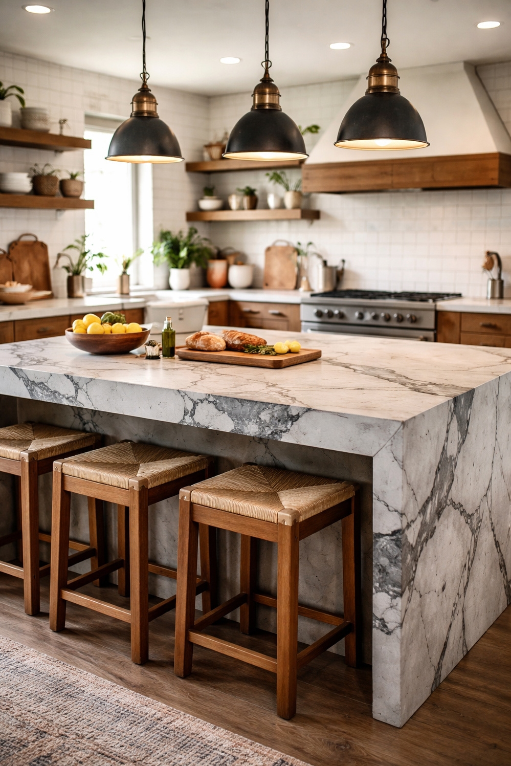 Bold Veined Kitchen Countertops - Countertops That Command Cool Attention - These bold veined kitchen countertops command attention. The...