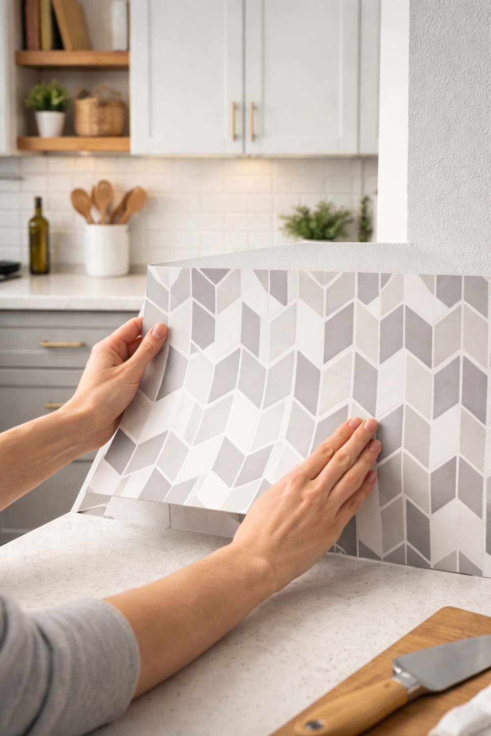 how to renovate your kitchen on a budget - Install a Peel-and-Stick Backsplash Now - This method involves installing a new backsplash using...