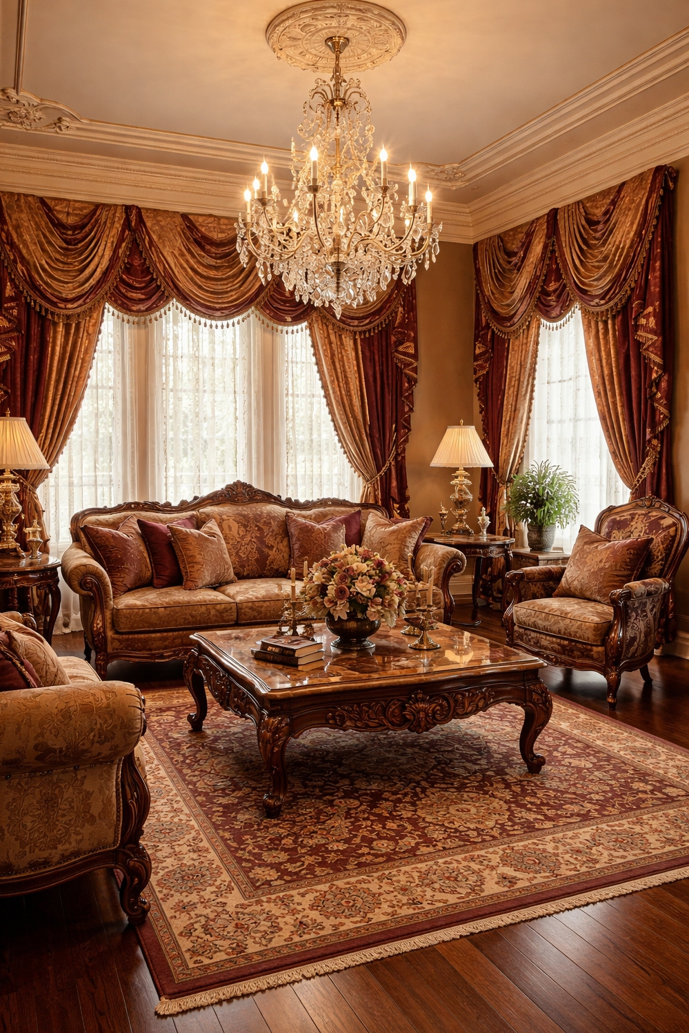 valances for living room - Swag Valances: Elaborate Curves Command Attention - These swag valances command attention with their elaborate...