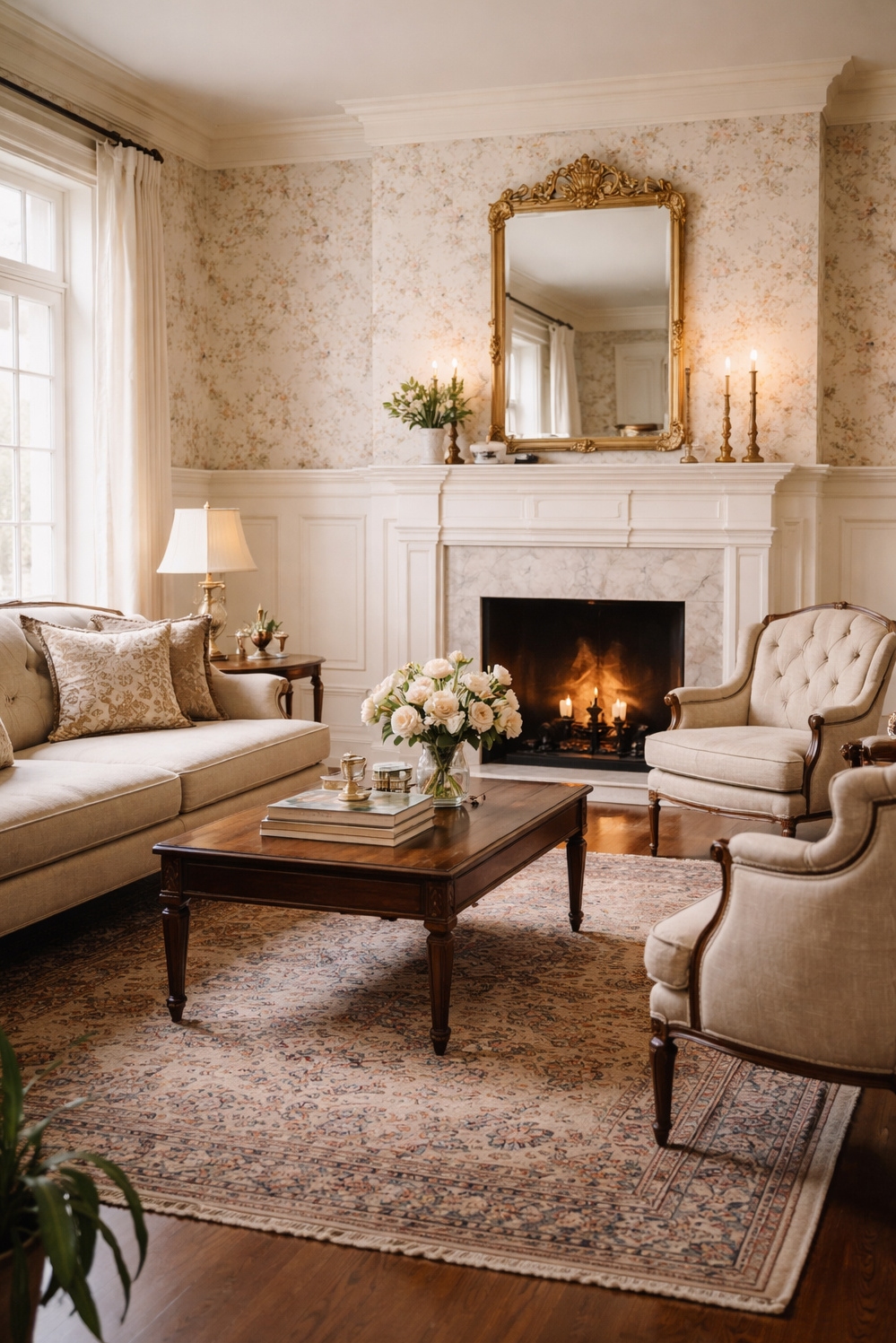 neutral wainscoting panels for living rooms - Neutral Wainscoting: Texture for a Traditional Room - These neutral wainscoting panels bring a subtle texture...