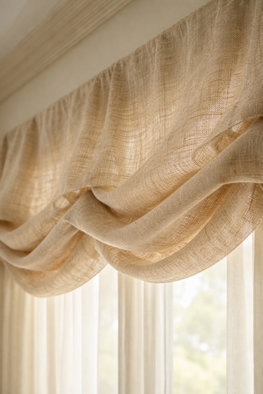 valances for living room - Relaxed Roman Valance: A Calm Vibe - This relaxed roman shade valance brings a calm...