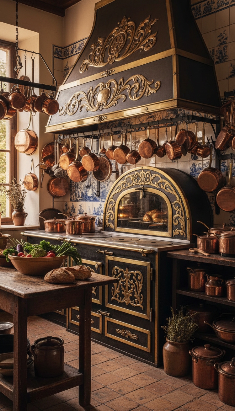 vintage french kitchen - Range Details Command Kitchen Attention - The kitchen range commands attention with its fancy...