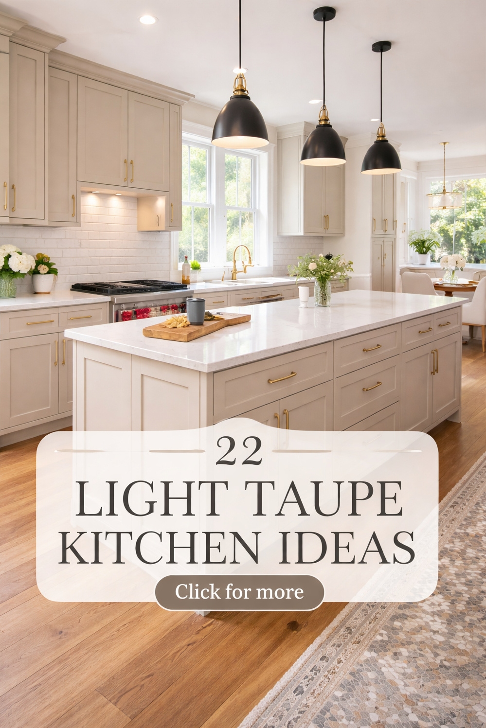 22 Light Taupe Kitchens Ideas That Are Trending in 2026 - Light Taupe Shaker Cabinets Feel Current - These shaker cabinets in a light taupe shade...