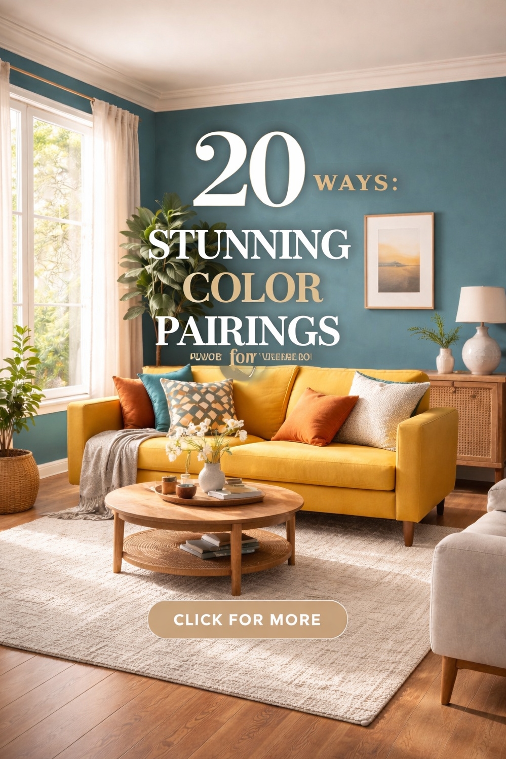 20 Ideas for Stunning Color Pairings for Your Living Room - Fresh Teal Walls: Color Pairings - These teal walls feel so fresh, don't they....