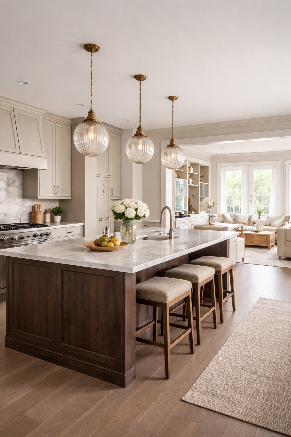 22 Light Taupe Kitchens Ideas That Are Trending in 2026 - Marble Island Steals the Kitchen Show - The marble island steals the show in this...