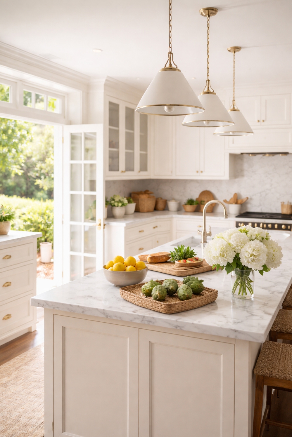 16 Nancy Meyers Interiors Style Examples For Your House - Marble Countertops Grab Your Attention - The marble countertops grab your attention first. Cool...