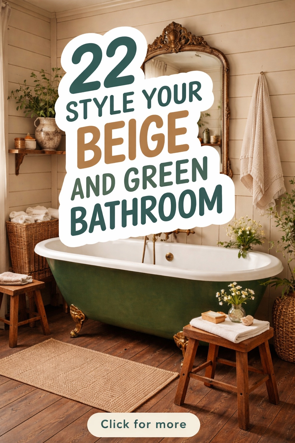 22 Ideas for a Tranquil Beige and Green Bathroom - Deep Forest Green Clawfoot Tub - The clawfoot tub, painted a deep forest green,...