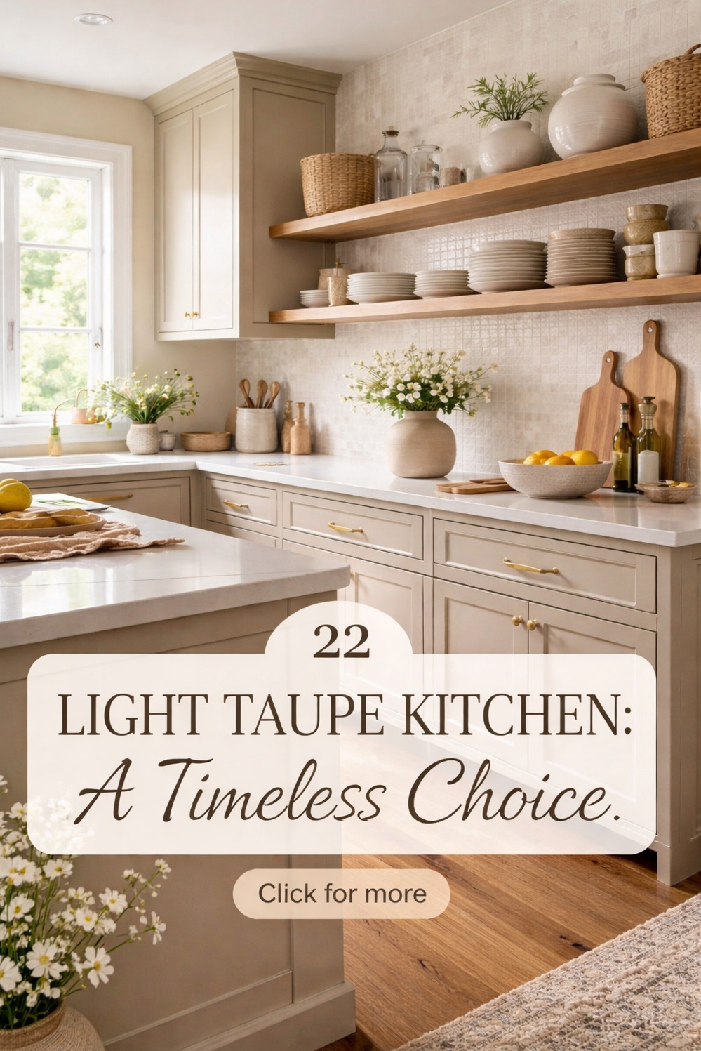 22 Light Taupe Kitchens Ideas That Are Trending in 2026 - Airy Light Taupe Kitchen Designs - The light taupe kitchen feels airy and inviting....