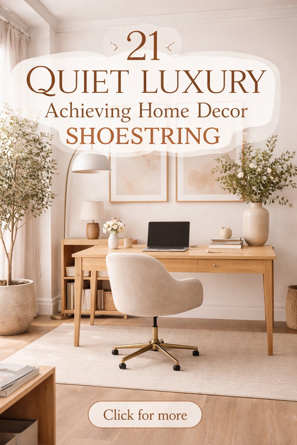 21 Ways Quiet Luxury Achieving Home Decor Elegance on a Dime - Wooden Desk: Warm, Elegant Office - The wooden desk anchors this home office, its...