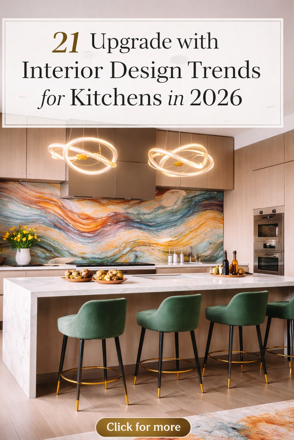 21 Ideas: Interior Design Trends for Kitchens in 2026 - Sculptural Lighting Fixtures Steal the Show - These sculptural lighting fixtures steal the show. Notice...