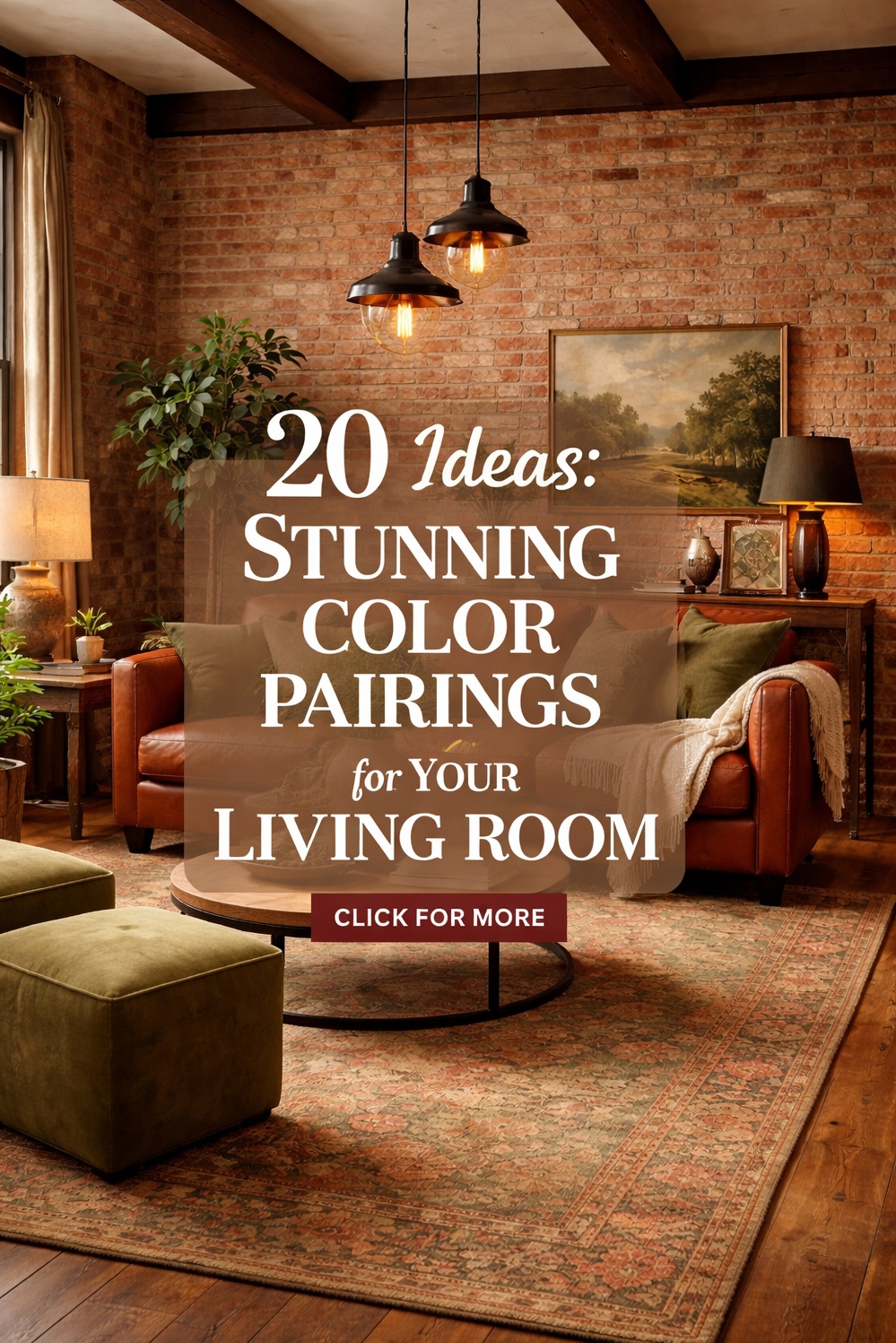 20 Ideas for Stunning Color Pairings for Your Living Room - Exposed Brick Sets a Warm Tone - 20 Ideas: Stunning Color Pairings for Your Living...
