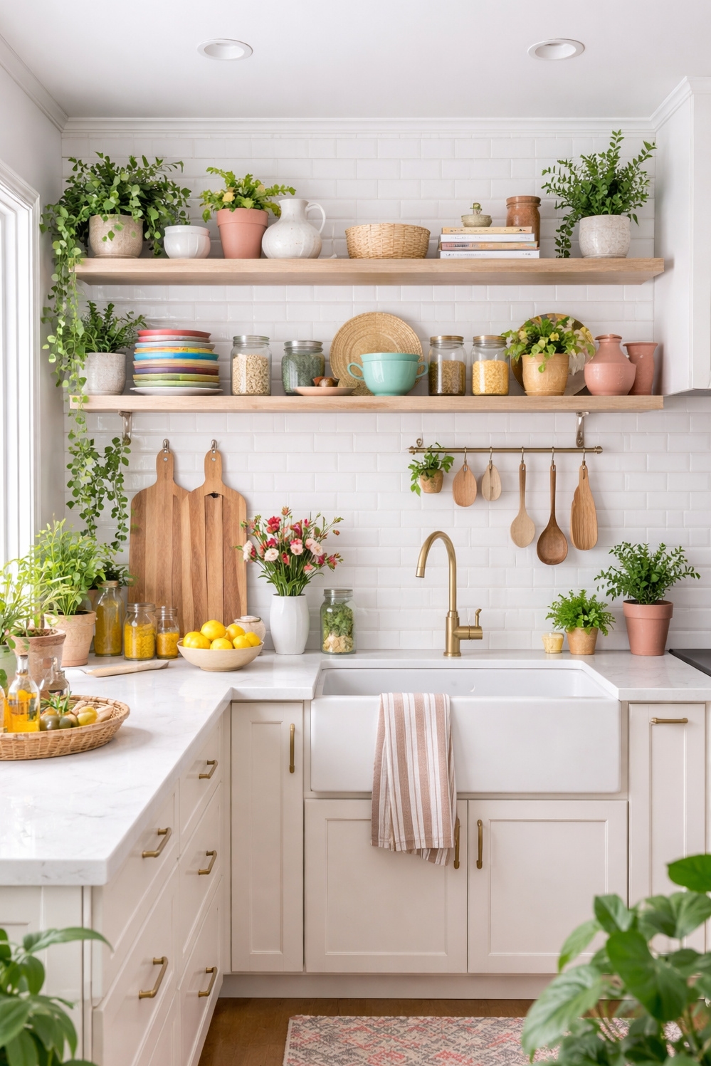 24 Home Decor Ideas to Refresh 2026 - Open Shelves Steal the Show - These open shelves steal the show. Plants cascade...
