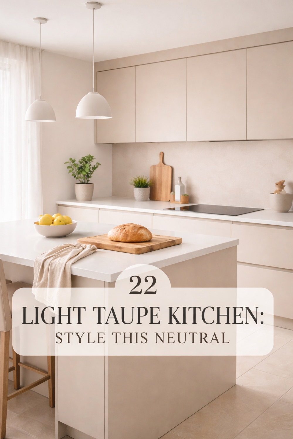 22 Light Taupe Kitchens Ideas That Are Trending in 2026 - Modern Kitchens Offer Calming Cabinets - These light taupe cabinets offer a calming presence...