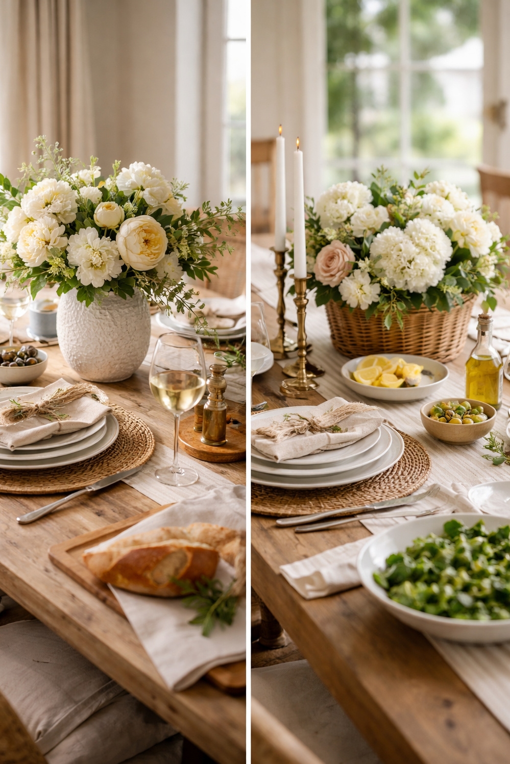 16 Nancy Meyers Interiors Style Examples For Your House - Slightly Rumpled Linen Napkins Next Plates - These linen napkins, slightly rumpled, sit next to...