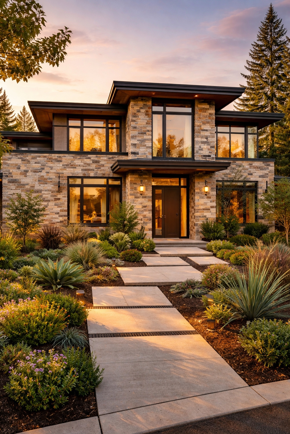 20 Stunning Houses: Stone Exterior Design Ideas - Stone Facades: Modern Houses Grab Attention - The stone facade on this modern house grabs...