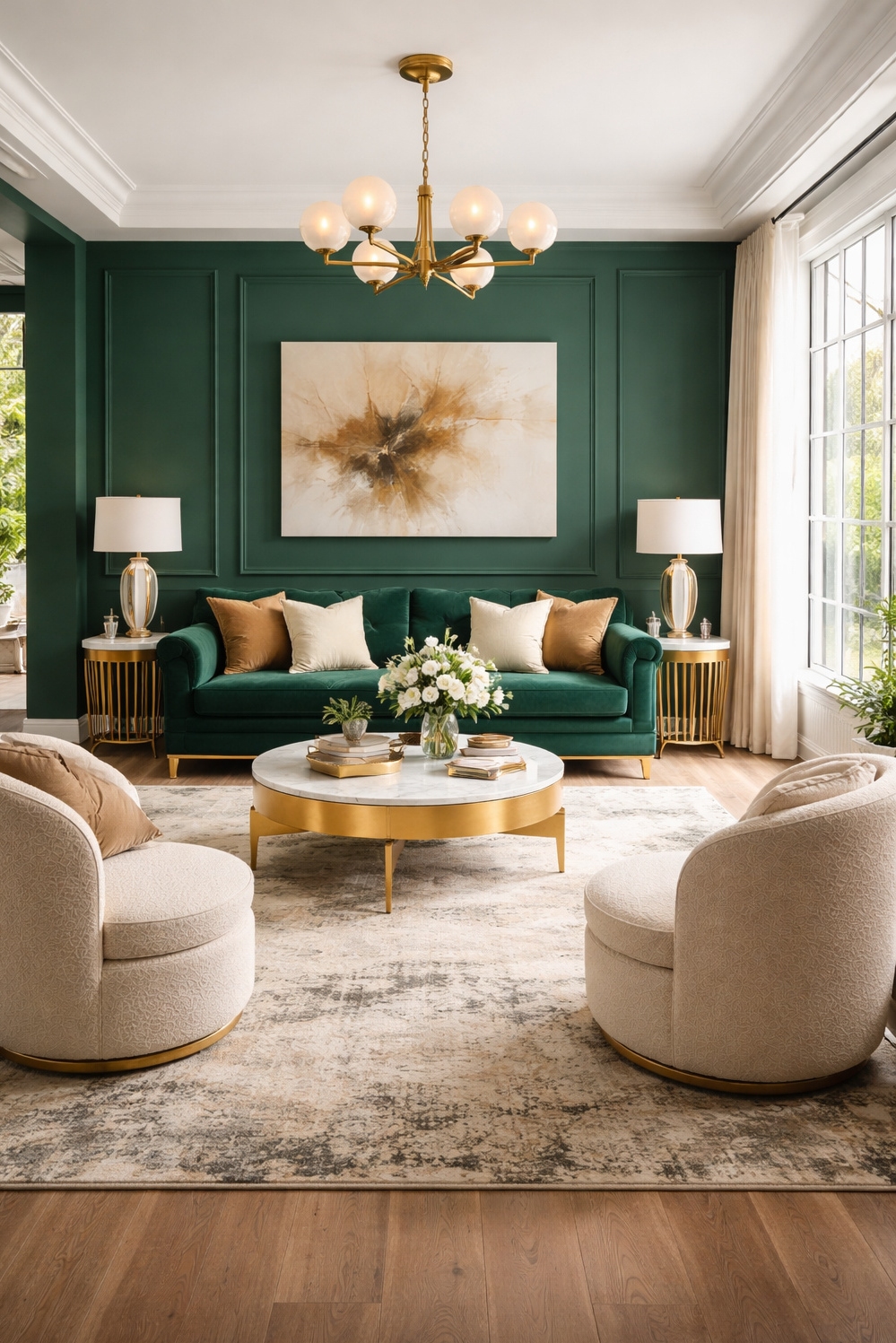 20 Ideas for Stunning Color Pairings for Your Living Room - Emerald Green Walls: Colors That Sing - These emerald green walls just sing, don't they....
