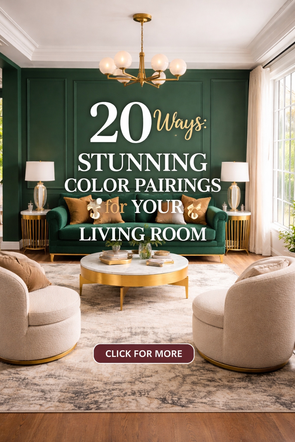 20 Ideas for Stunning Color Pairings for Your Living Room - Emerald Green Walls: Twenty Ways - 20 Ways: Stunning Color Pairings for Your Living...