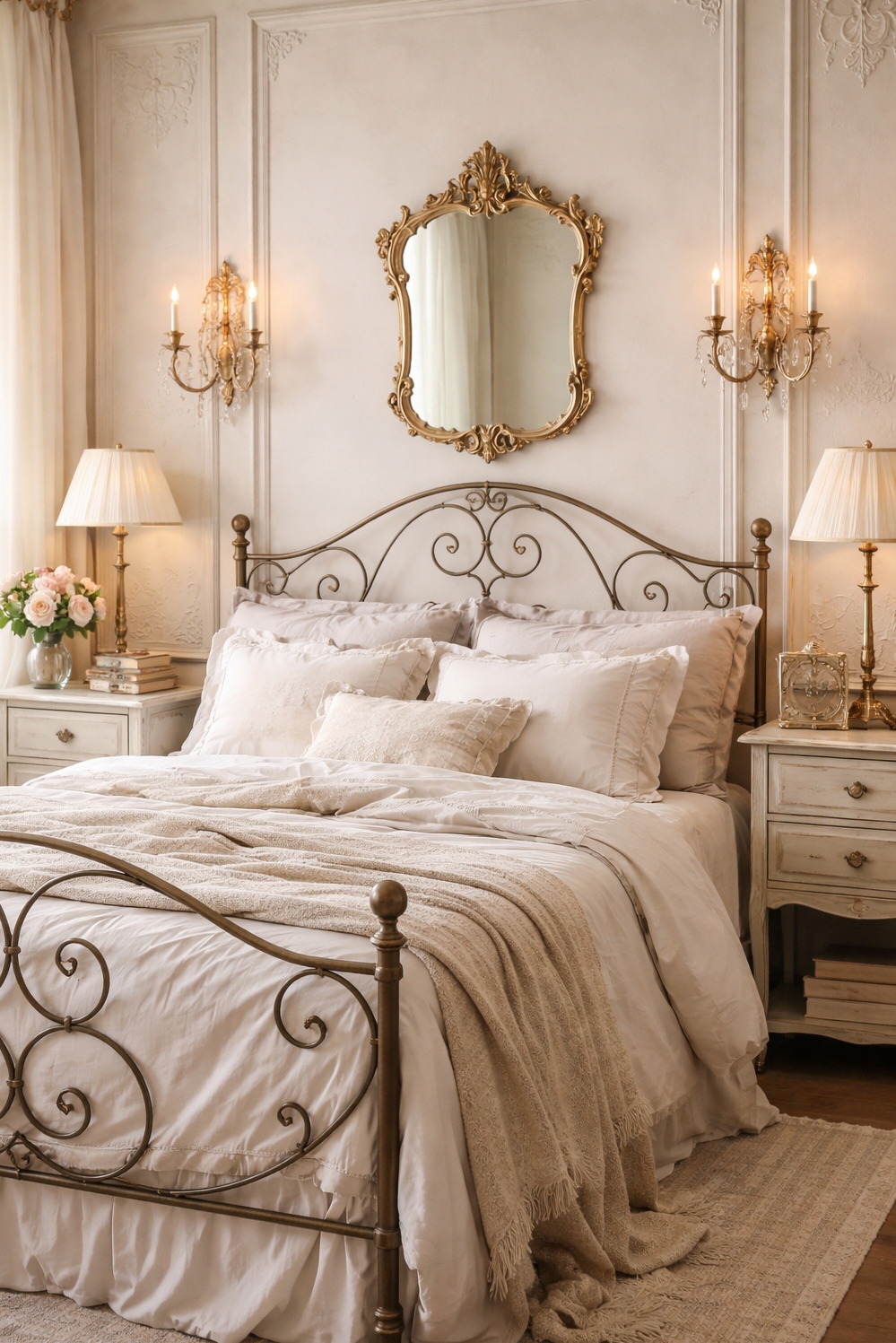 20 Dark Academia French Style Decor Secrets - Linen Drapes Pool Softly on Floor - These linen drapes pool softly on the floor,...