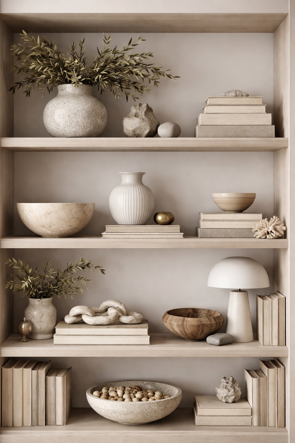 21 Ways Quiet Luxury Achieving Home Decor Elegance on a Dime - Books Create a Calm Focal Point - These books create a focal point. The arrangement...
