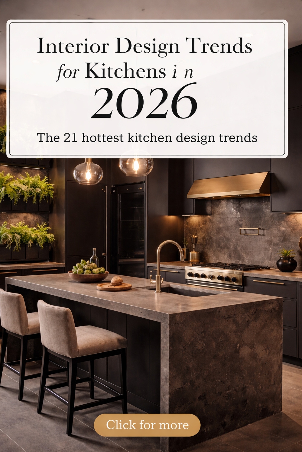 21 Ideas: Interior Design Trends for Kitchens in 2026 - Sleek Concrete Countertops: Dark Color - These concrete countertops look so sleek. The dark...
