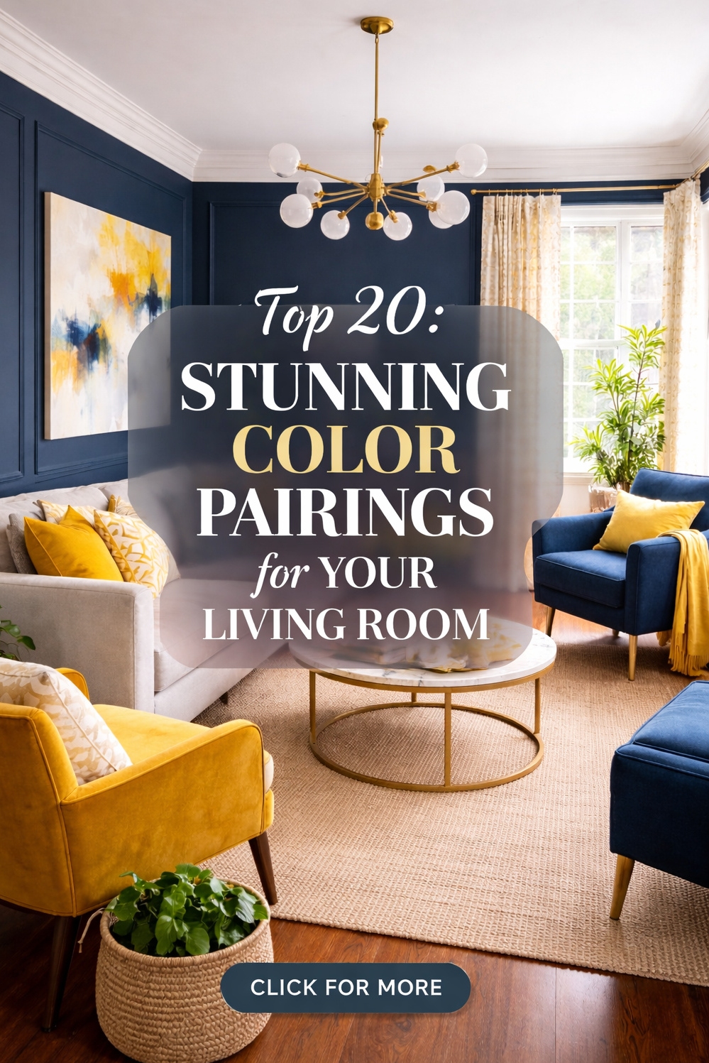 20 Ideas for Stunning Color Pairings for Your Living Room - Navy Walls: Rich and Cozy Feel - These navy walls feel rich and cozy, don't...