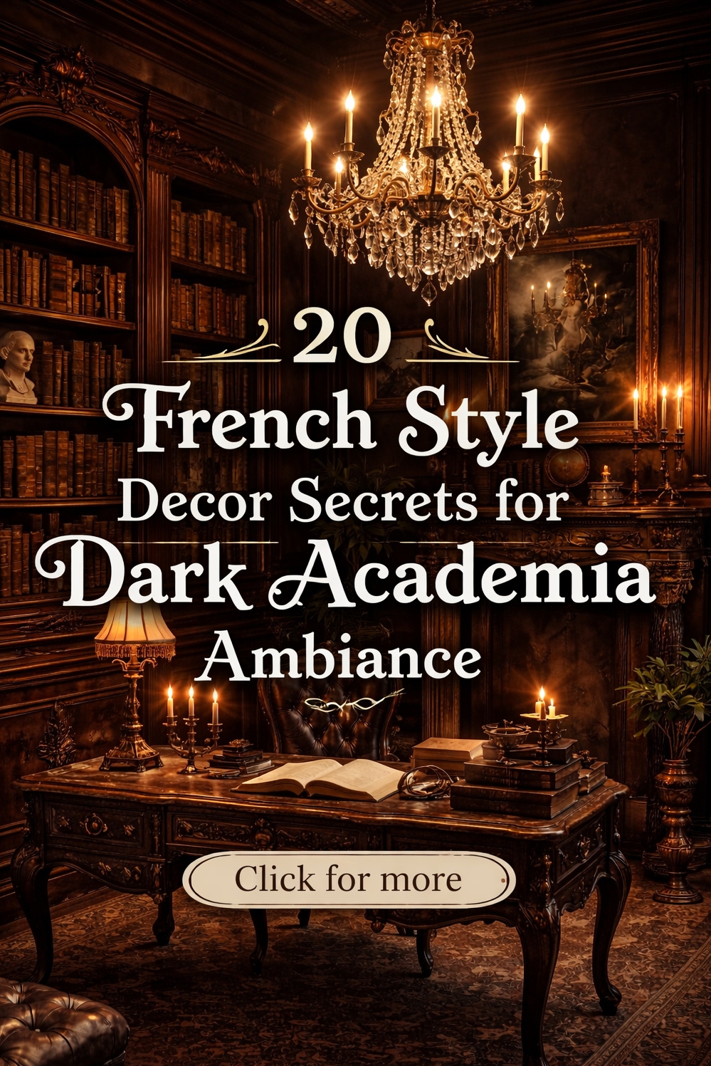 20 Dark Academia French Style Decor Secrets - Dark Walls Create Scholarly Mood - The dark walls in this room create a...