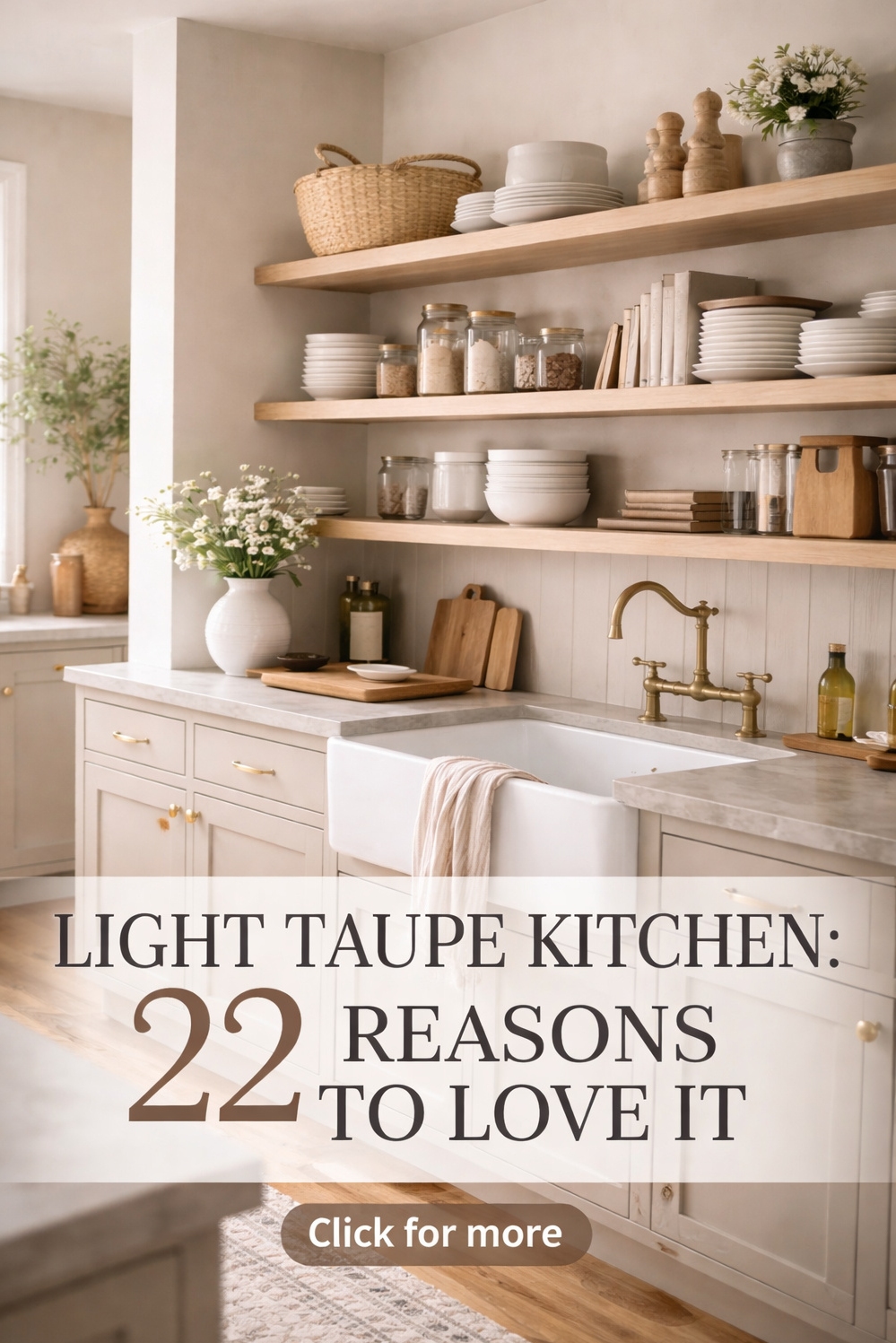 22 Light Taupe Kitchens Ideas That Are Trending in 2026 - Light Taupe Kitchens: Cabinets Feel Inviting - These light taupe cabinets feel soft and inviting....