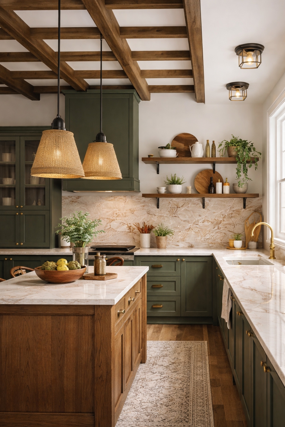 18 Ways to Illuminate with Textured Farmhouse Kitchen Lights - Woven Rope Shades Bring Cozy Feel - These textured farmhouse kitchen lights bring a cozy...