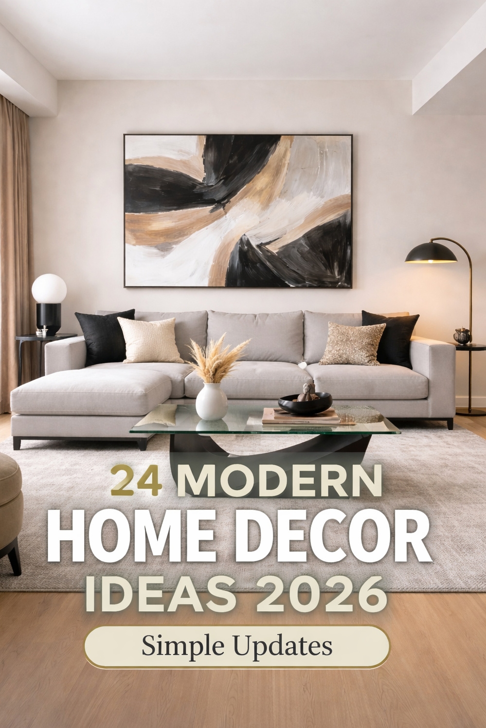 24 Home Decor Ideas to Refresh 2026 - Sleek Gray Sectional: Modern Anchor - The gray sectional sofa anchors this sleek, modern...