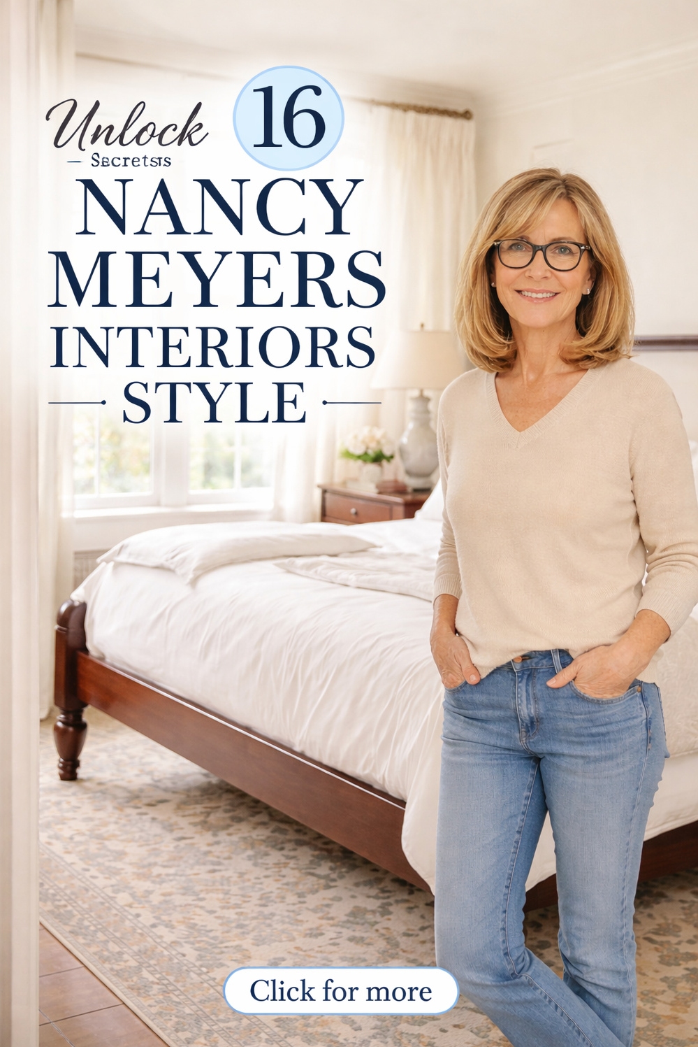 16 Nancy Meyers Interiors Style Examples For Your House - Four-Poster Bed: Nancy Meyers Bedroom - The four-poster bed anchors this bedroom, setting a...