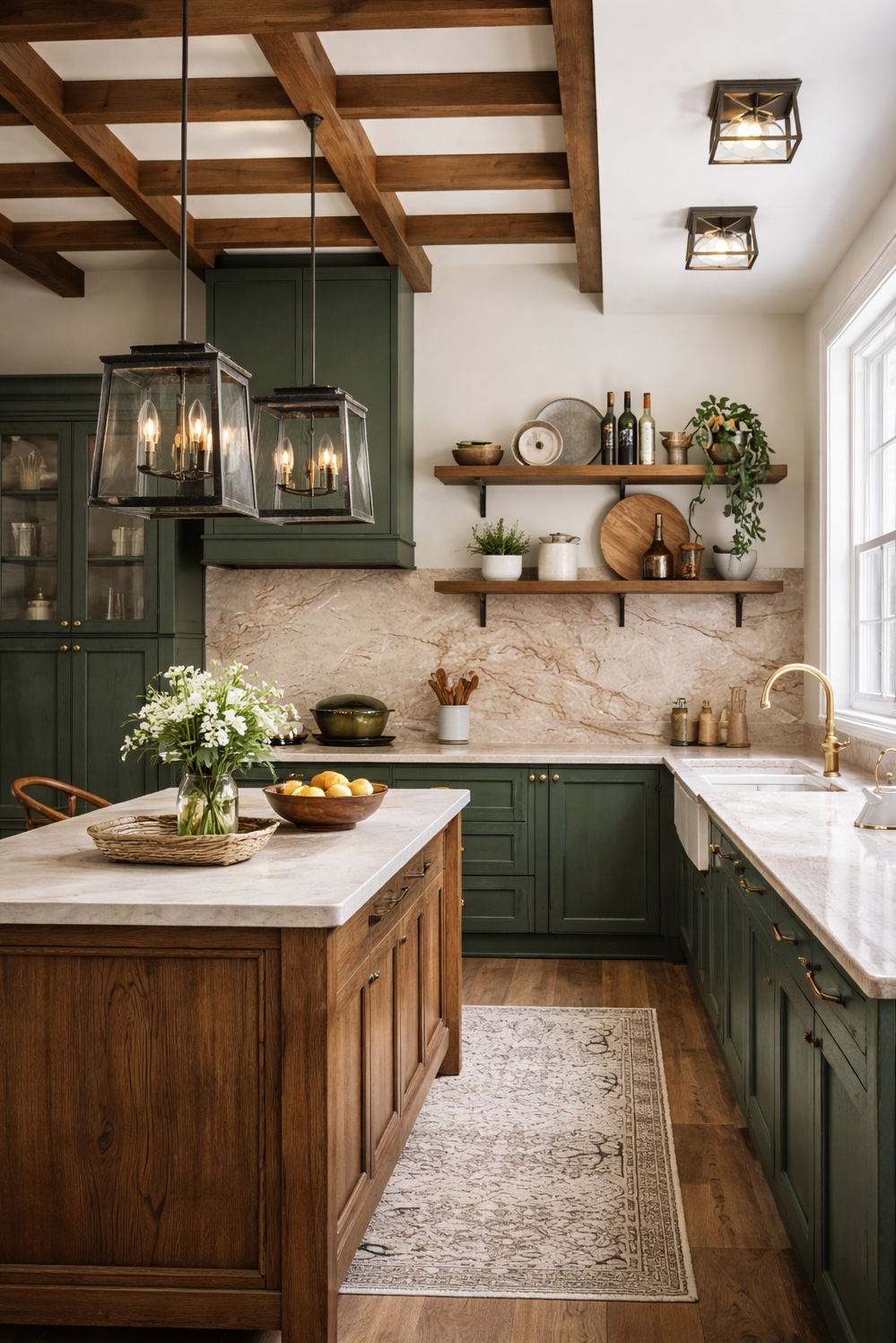 18 Ways to Illuminate with Textured Farmhouse Kitchen Lights - Metal Pendants Steal Farmhouse Kitchen Show - These textured metal pendant lights steal the show....