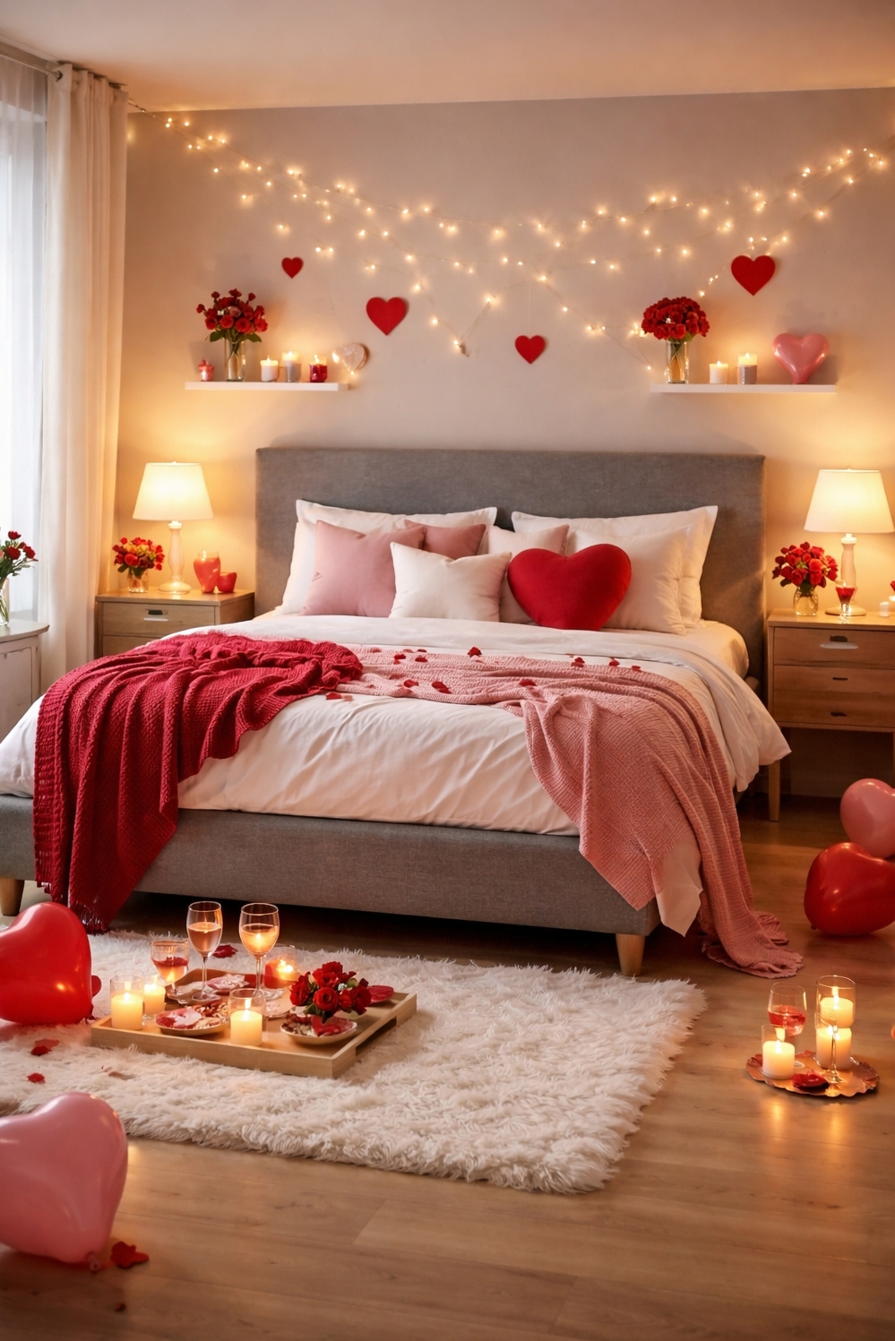 valentine's day bedroom decor ideas - String Lights Steal the Bedroom Show - These string lights steal the show. In this...