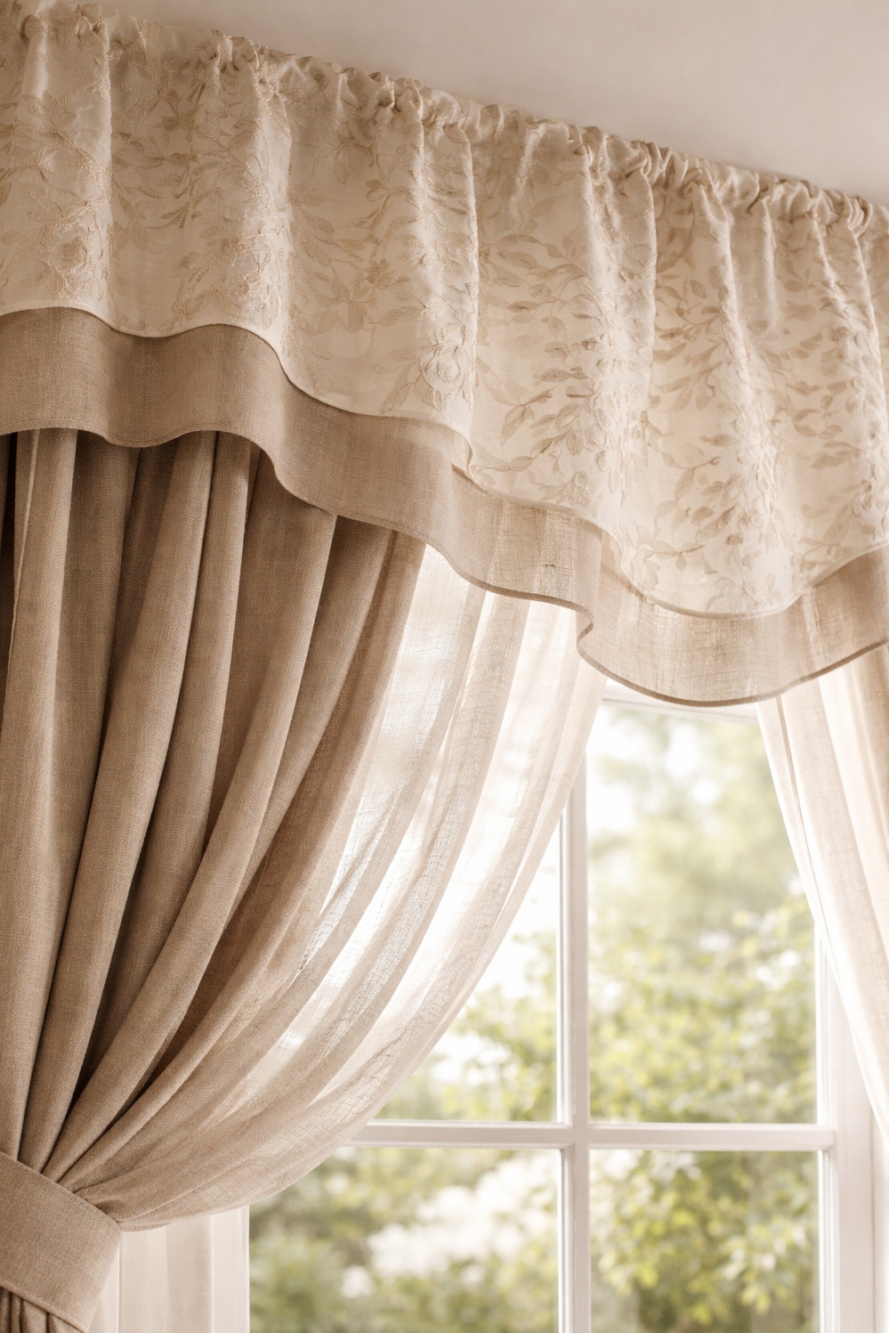 valances for living room - Layered Valances: Soften Light Beautifully - These layered valances soften the light beautifully. I...