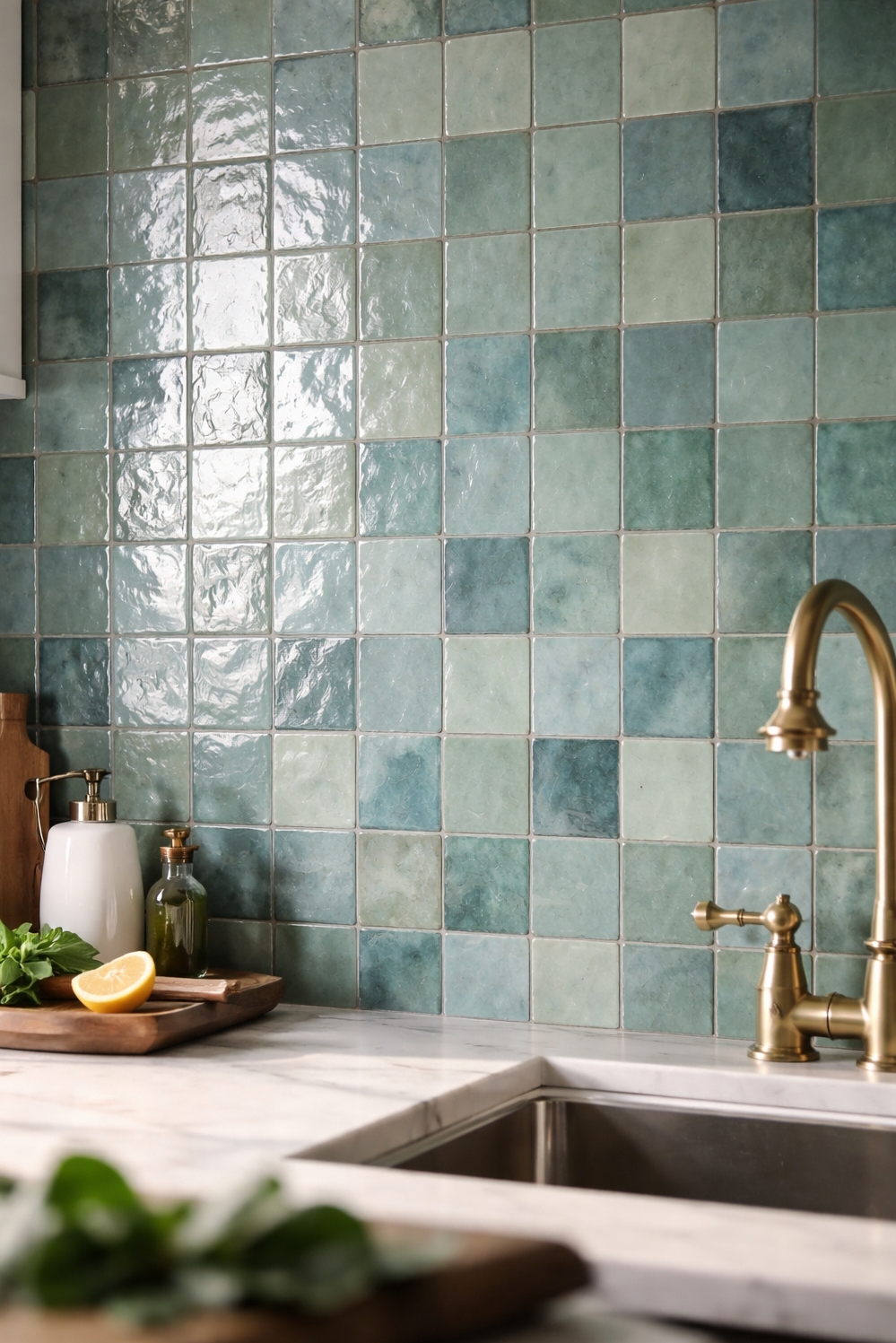 Zellige Tiles Kitchen backsplash ideas - Zellige Backsplash: Close Look Reveals Light - These zellige tiles create a stunning kitchen backsplash....