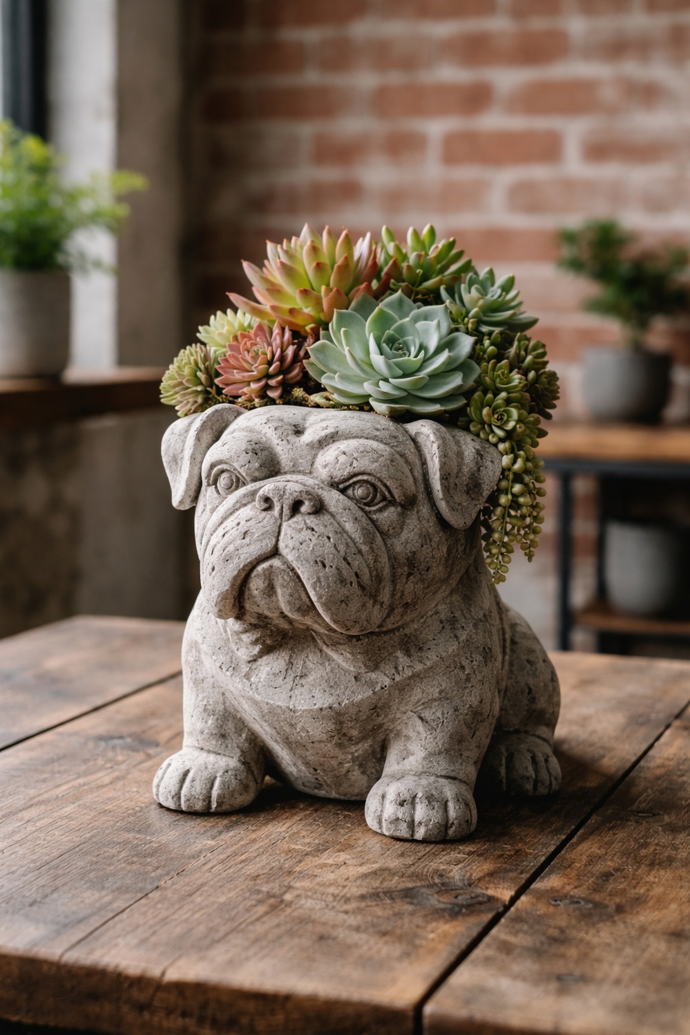 Animal shaped vases ideas - Stout Concrete Bulldog Vase Sits Proud - These animal shaped vases ideas are so fun....