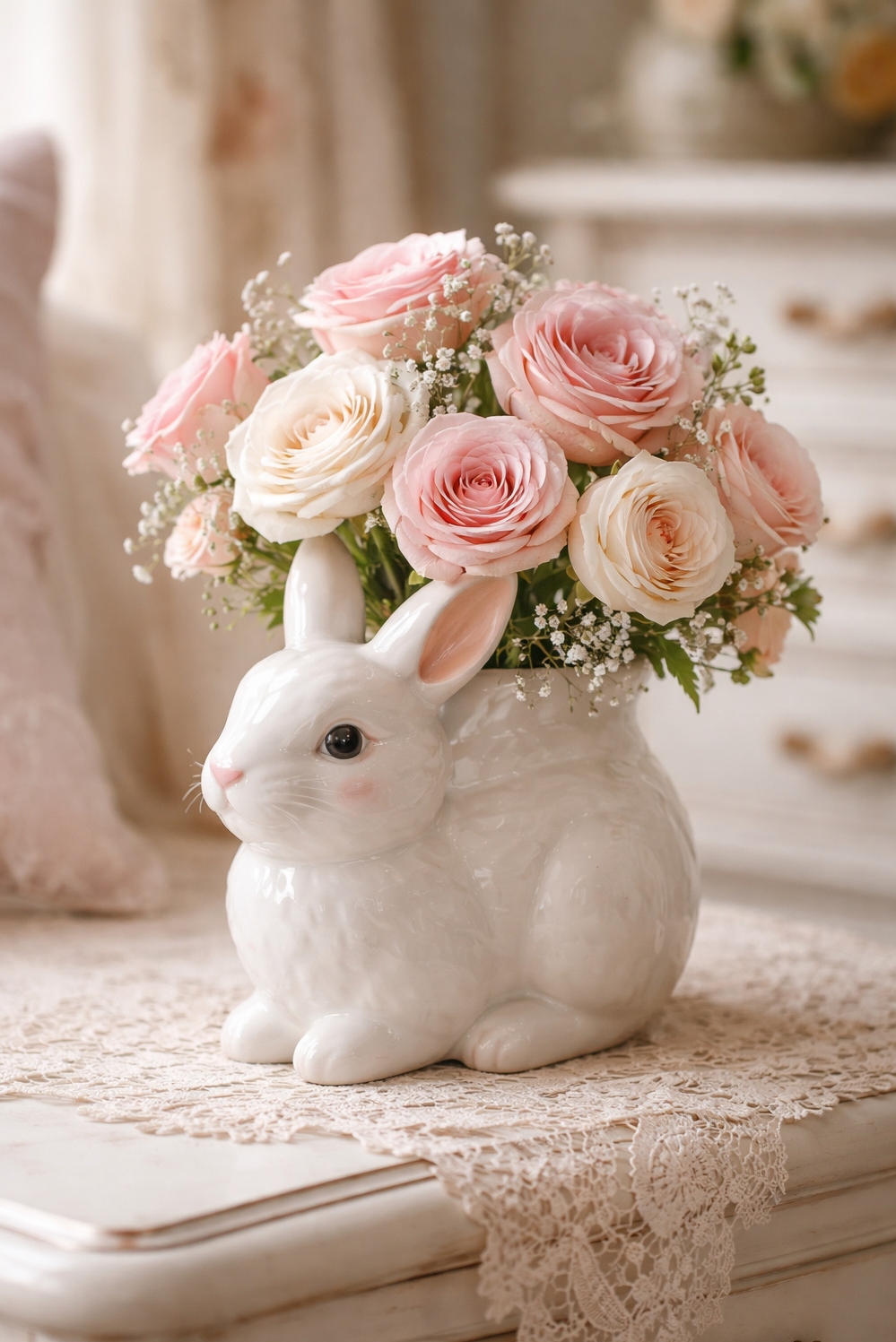 Animal shaped vases ideas - Porcelain Rabbit Vase Steals the Show - The porcelain rabbit vase steals the show, doesn't...