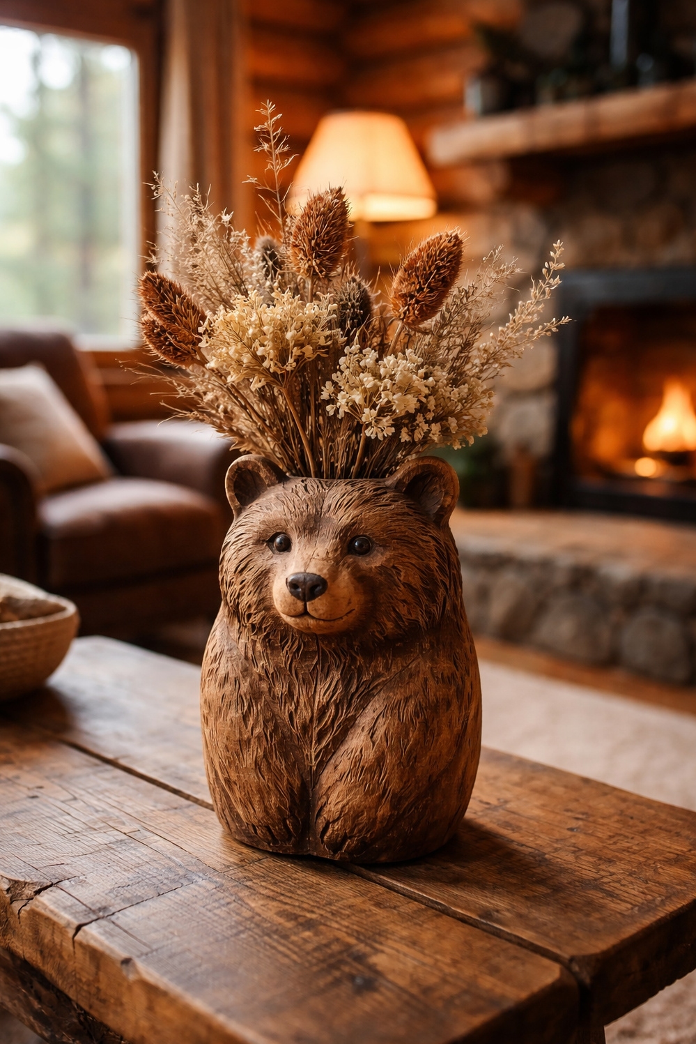 Animal shaped vases ideas - Cute Hand-Carved Wooden Bear Vases - These animal shaped vases ideas are so cute....