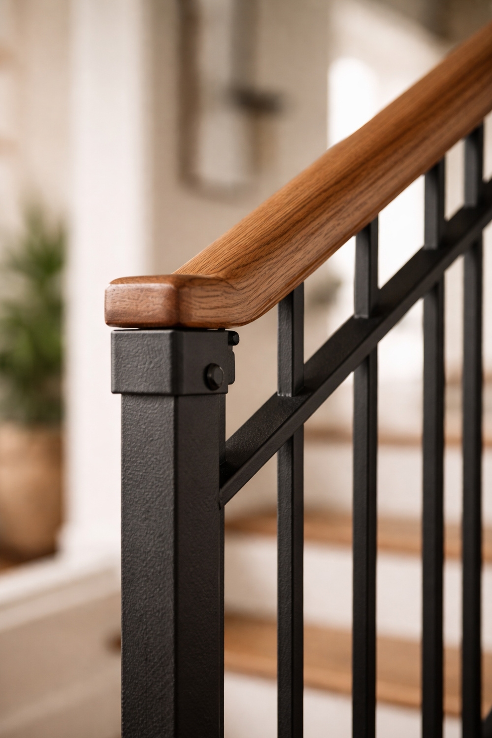 Black metal stair railings - Black Metal Railings: Cool Industrial Vibe - These black metal stair railings have a cool,...